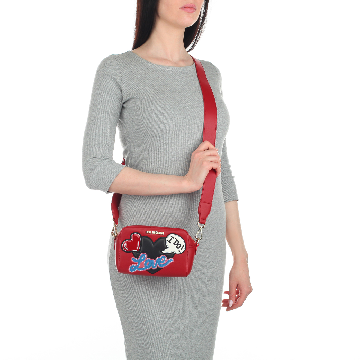 Женская сумочка с широким ремешком Love Moschino Patches