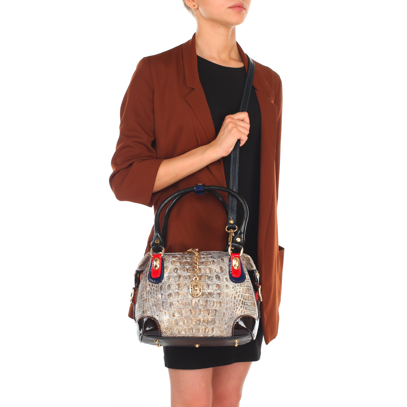 Женская сумка из комбинированной кожи с плечевым ремешком Marino Orlandi 