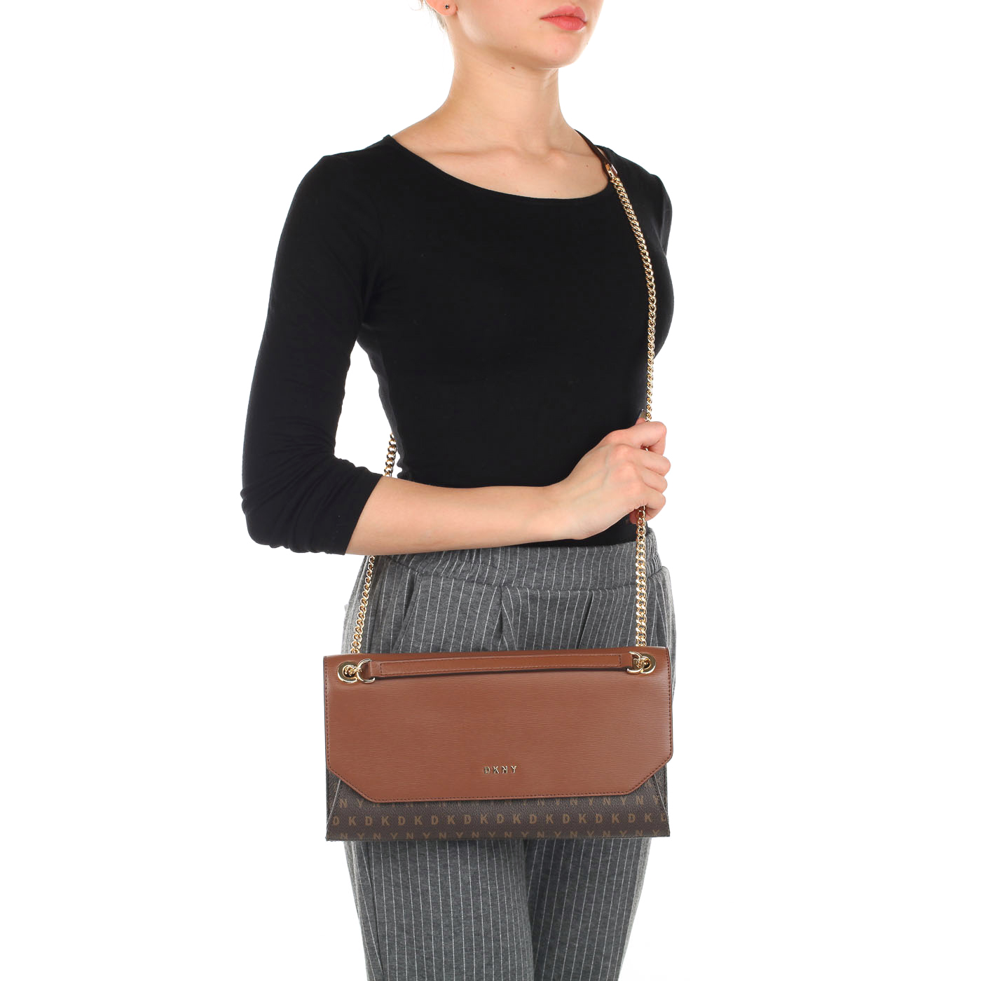 Женская сумочка из коричневого цвета DKNY Coated Logo