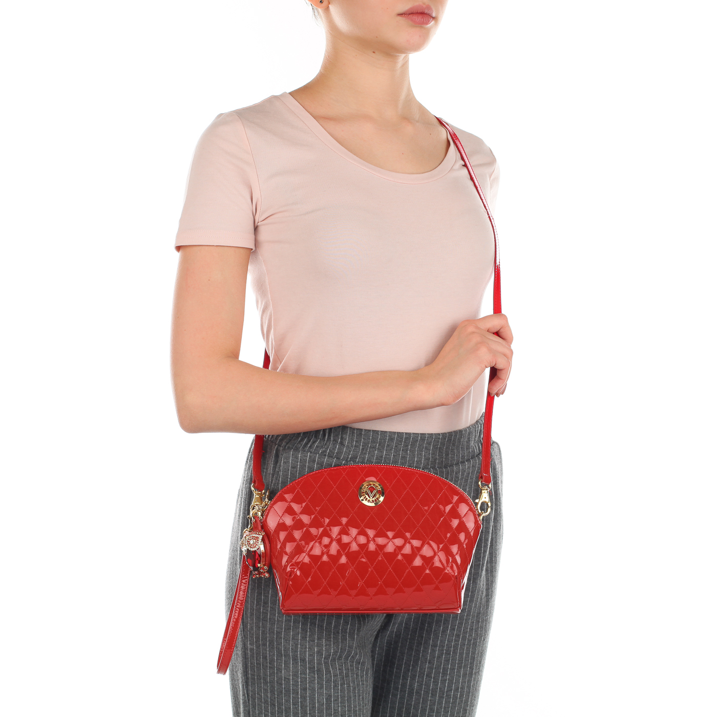 Кожаная лаковая сумочка с плечевым ремешком Valentino Orlandi 