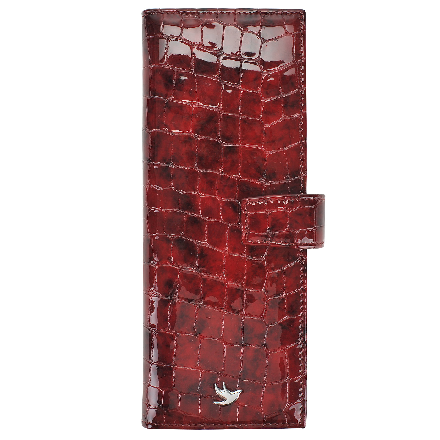 Aurelli Кожаная лаковая визитница с выделкой под крокодила