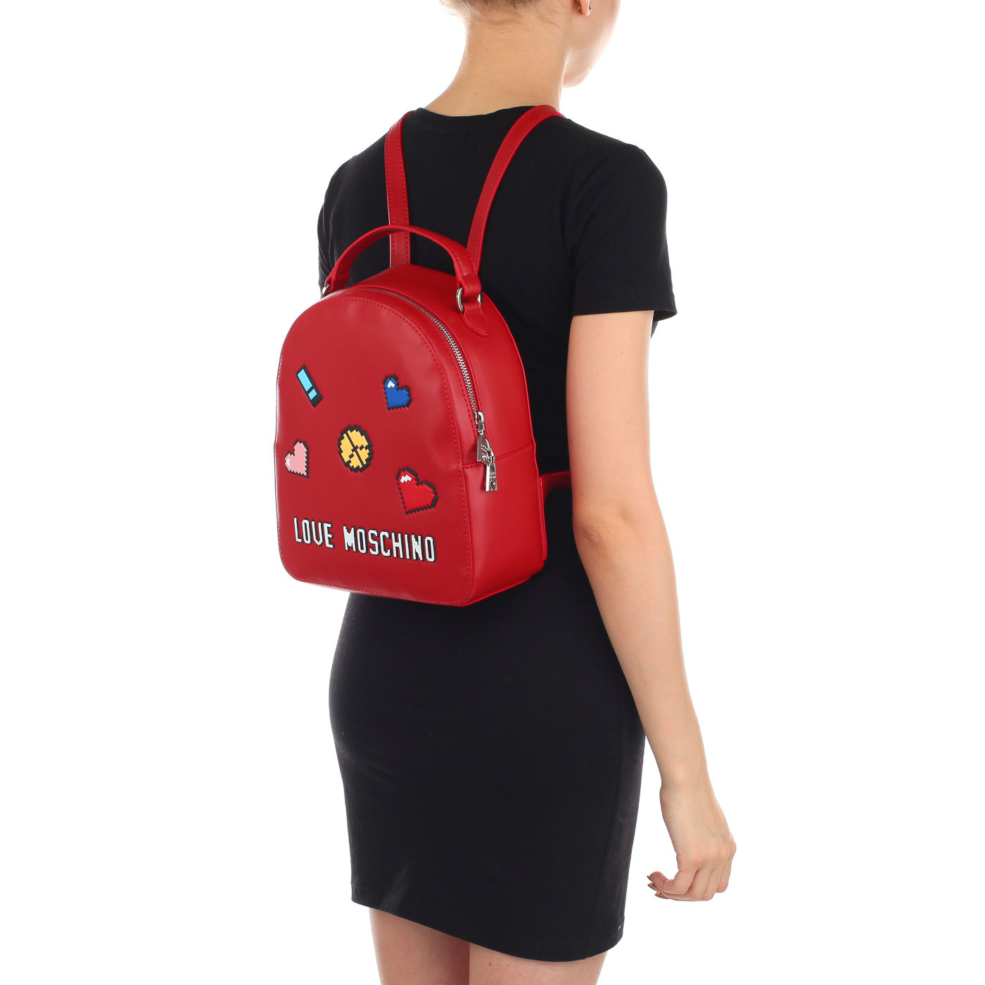 Красный женский рюкзачок Love Moschino Love Pixel