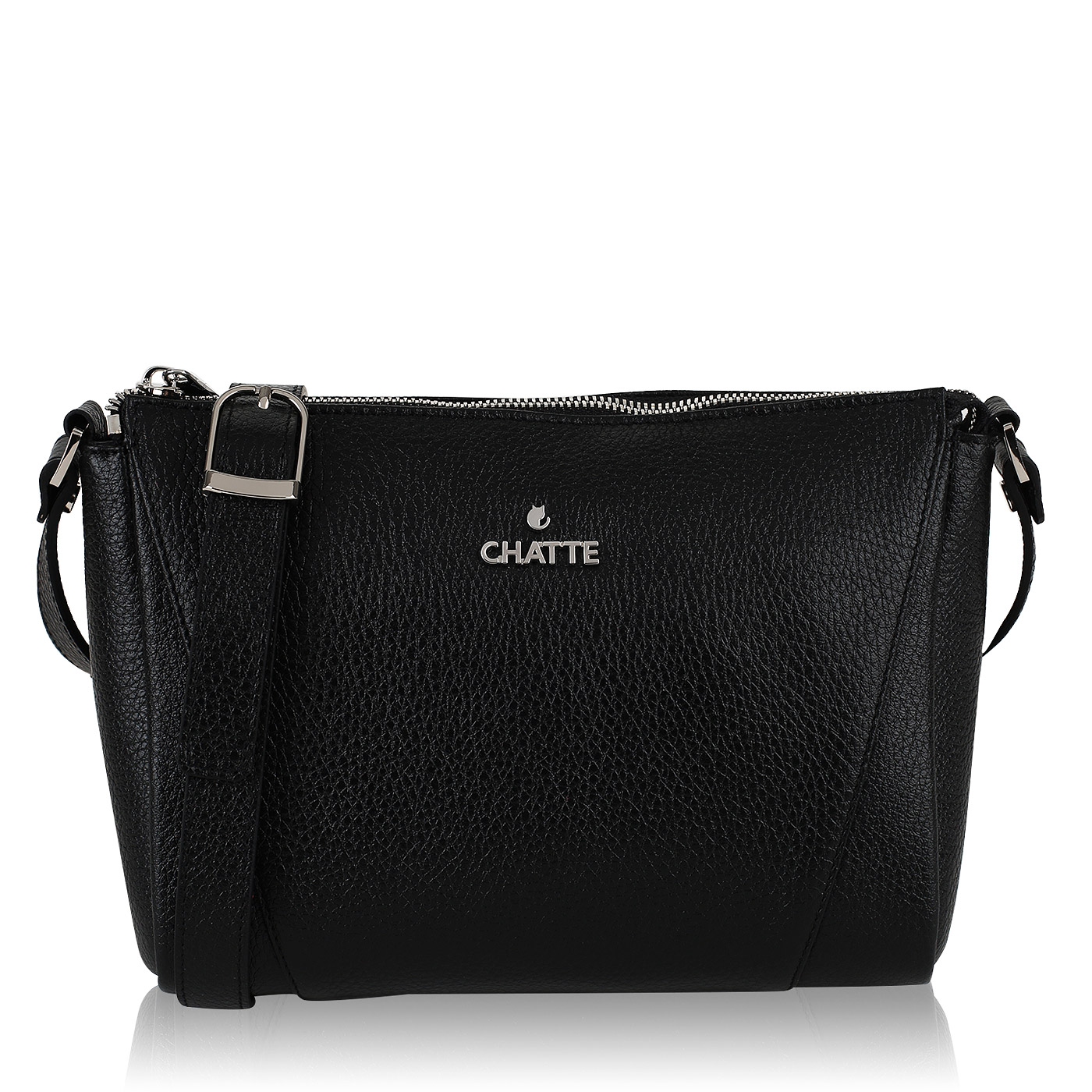 Chatte Женская сумочка из зернистой черной кожи через плечо